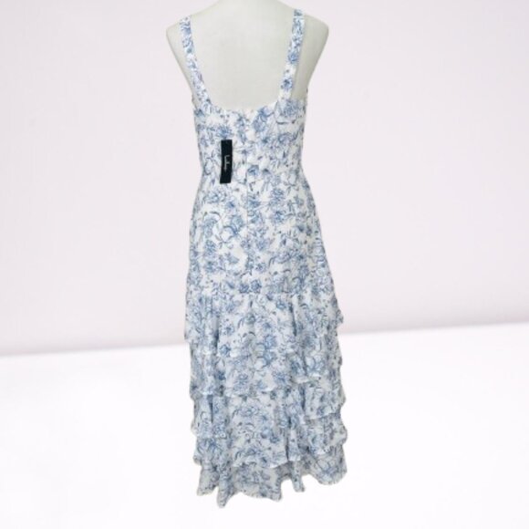 Lulus NEW For the Frill of It White Floral Ruffled Maxi Babydoll Dress Size M - Picture 10 of 12